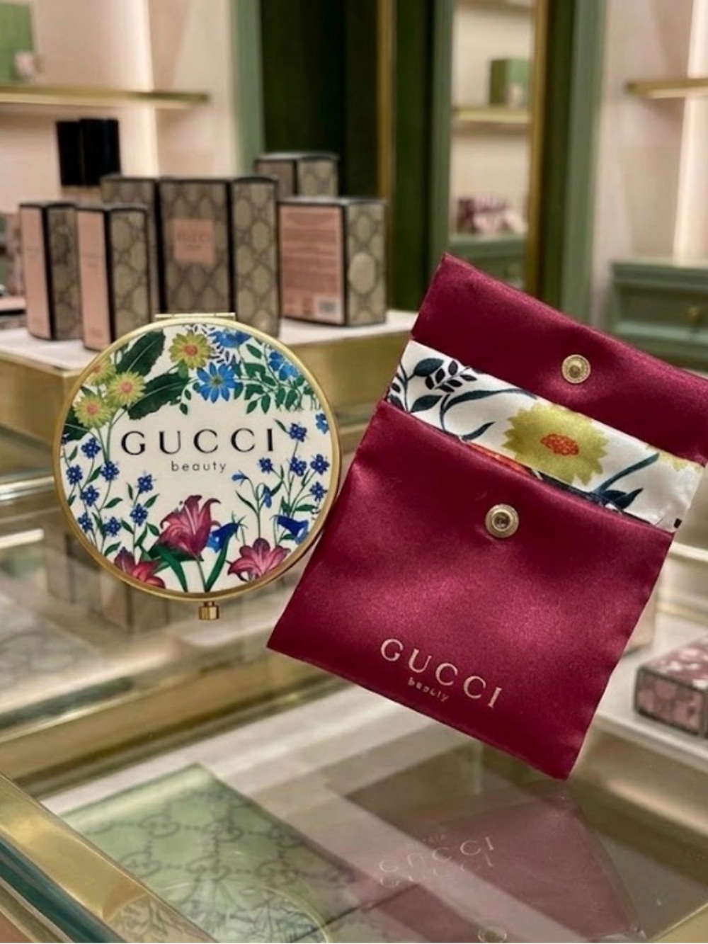 Gucci Floral Compact Makeup Mirror GWP NEW